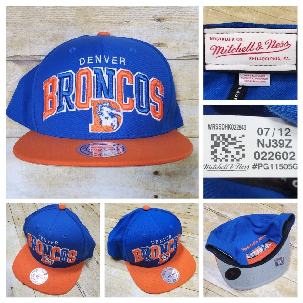 NWT Mitchell & Ness Denver Broncos Tri-Pop Snapback Adjustable Hat Blue 2012 M&N